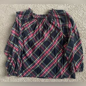 J. Crew red plaid tartan puff sleeve blouse Size Large